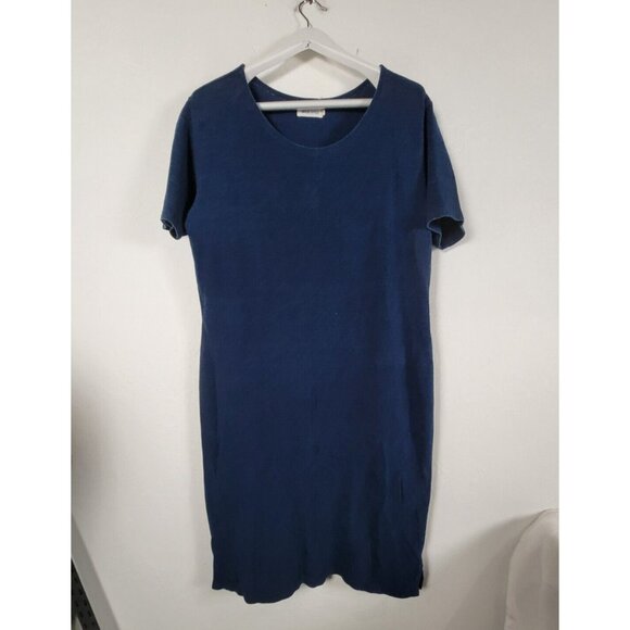 Taylor Stitch Womens Chambray Knee Length Casual Dress Large Blue Short Sleeve